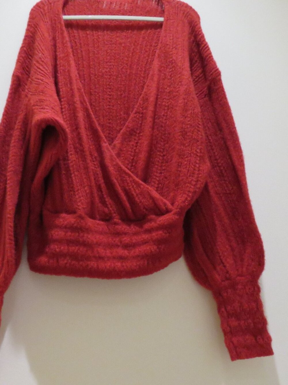 HALARA Sheer V Neck Long Sleeve Work Sweater-Front and Back Wearable Rose Bud - Picture 11 of 16